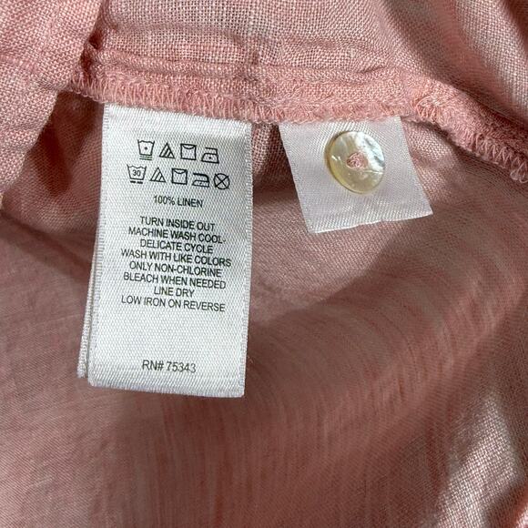 Cynthia Rowley Top Large Pink 100% Linen - Picture 5 of 8